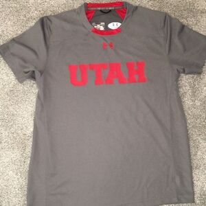 Gray University of Utah Utes Work Out Training Team Issue T Shirt LG L Heatgear